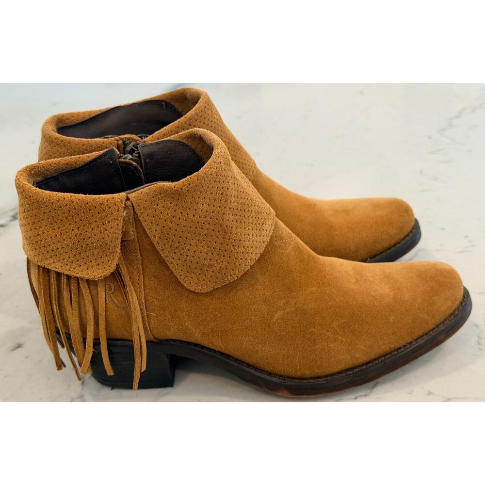 Reba by Justin Women 8.5B Suede Tassel Hope Oak Western Bootie MSRP$139